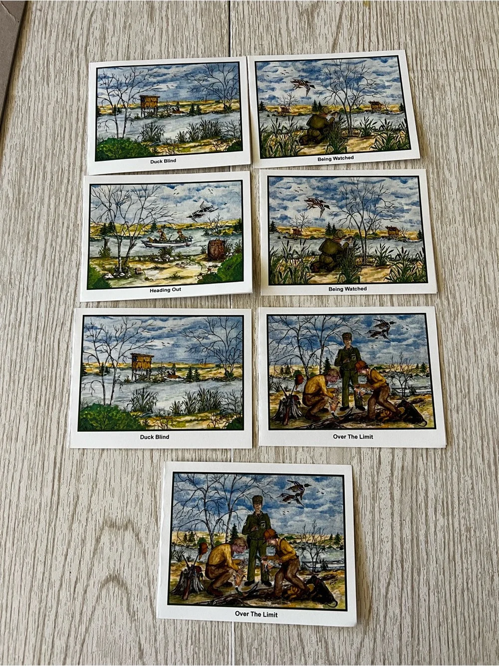 Set of 7 Beautiful Duck Hunting Scene Notecards Stationary